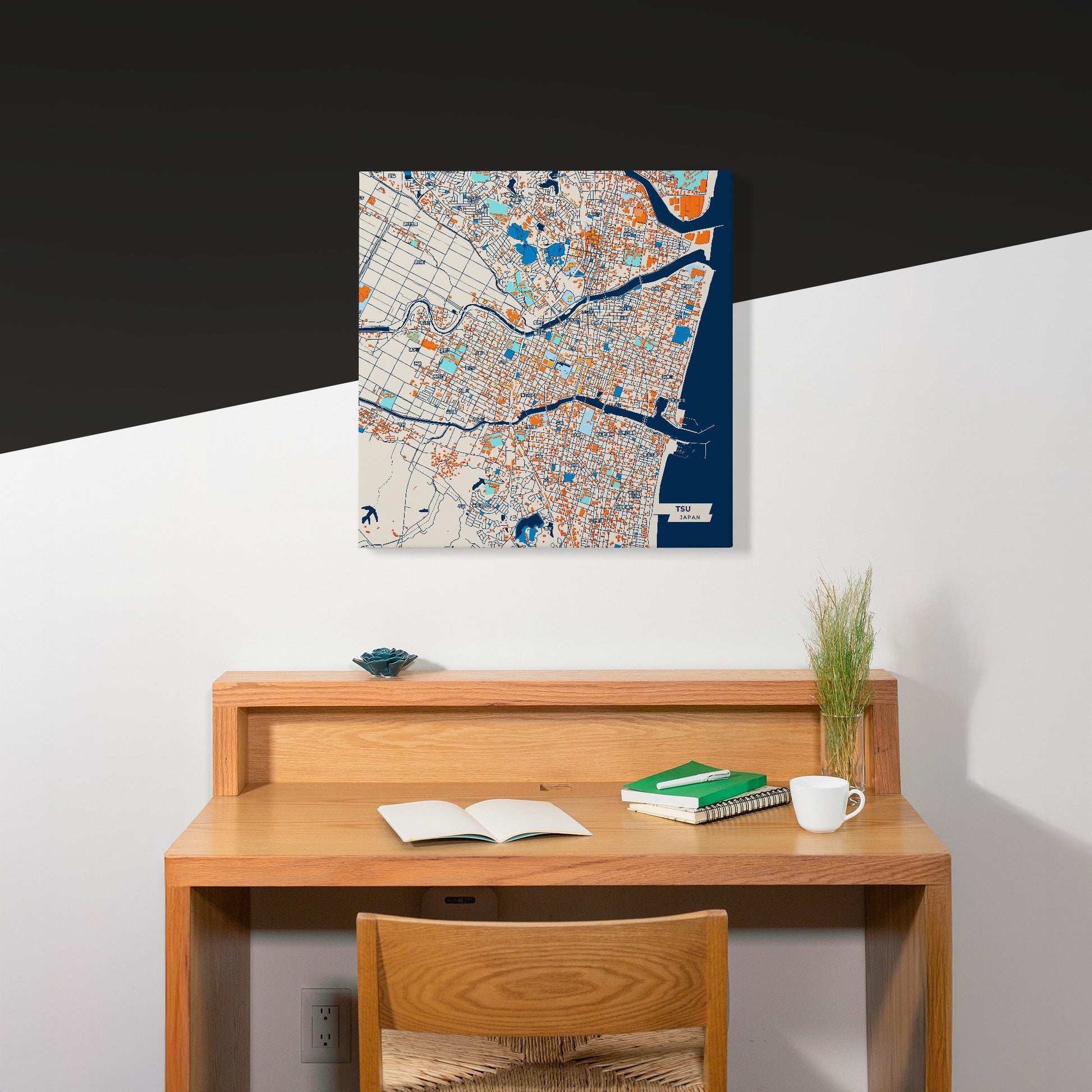 Tsu Japan Colorful City Map Canvas Print Scene