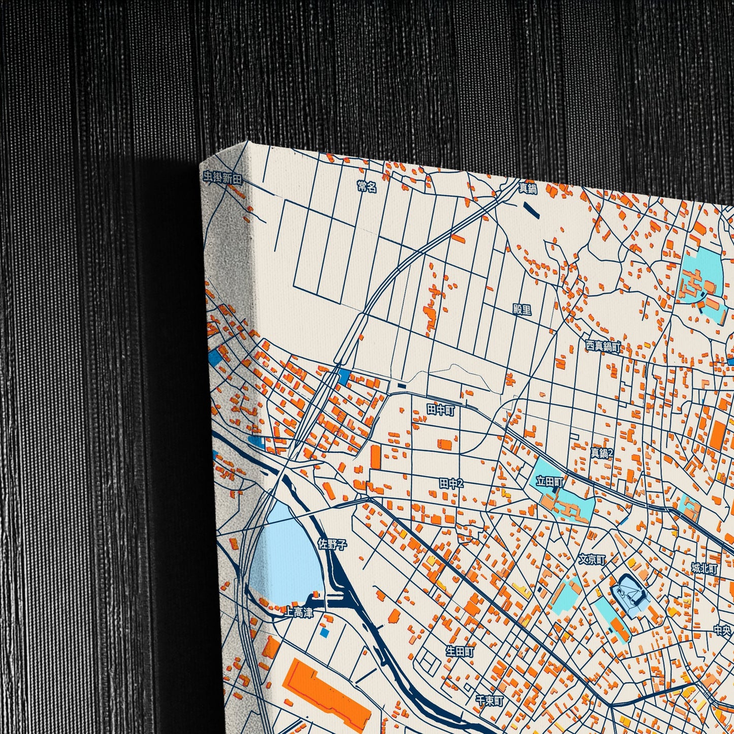 Tsuchiura Japan Colorful City Map Canvas Print Detail