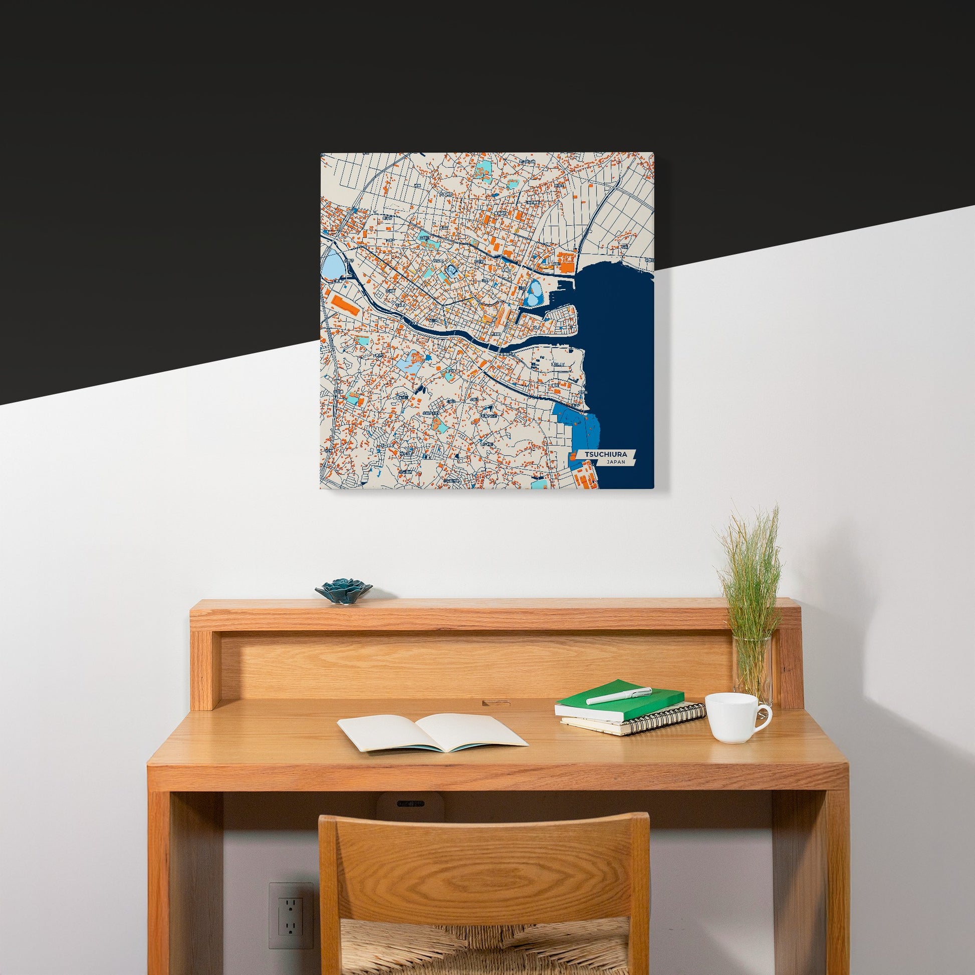 Tsuchiura Japan Colorful City Map Canvas Print Scene