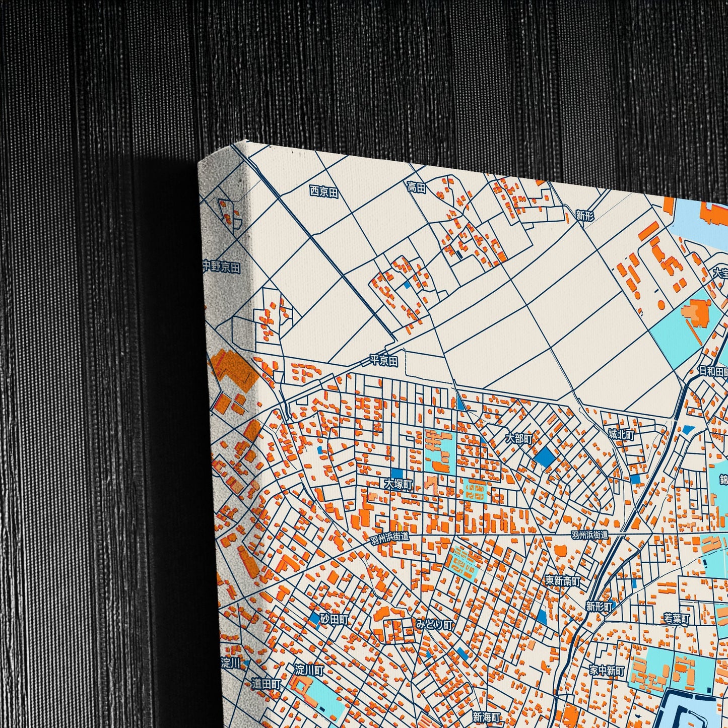 Tsuruoka Japan Colorful City Map Canvas Print Detail