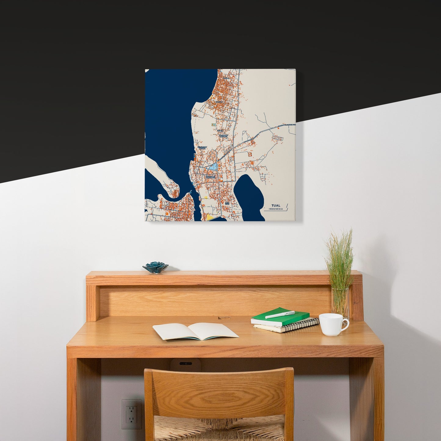 Tual Indonesia Colorful City Map Canvas Print Scene