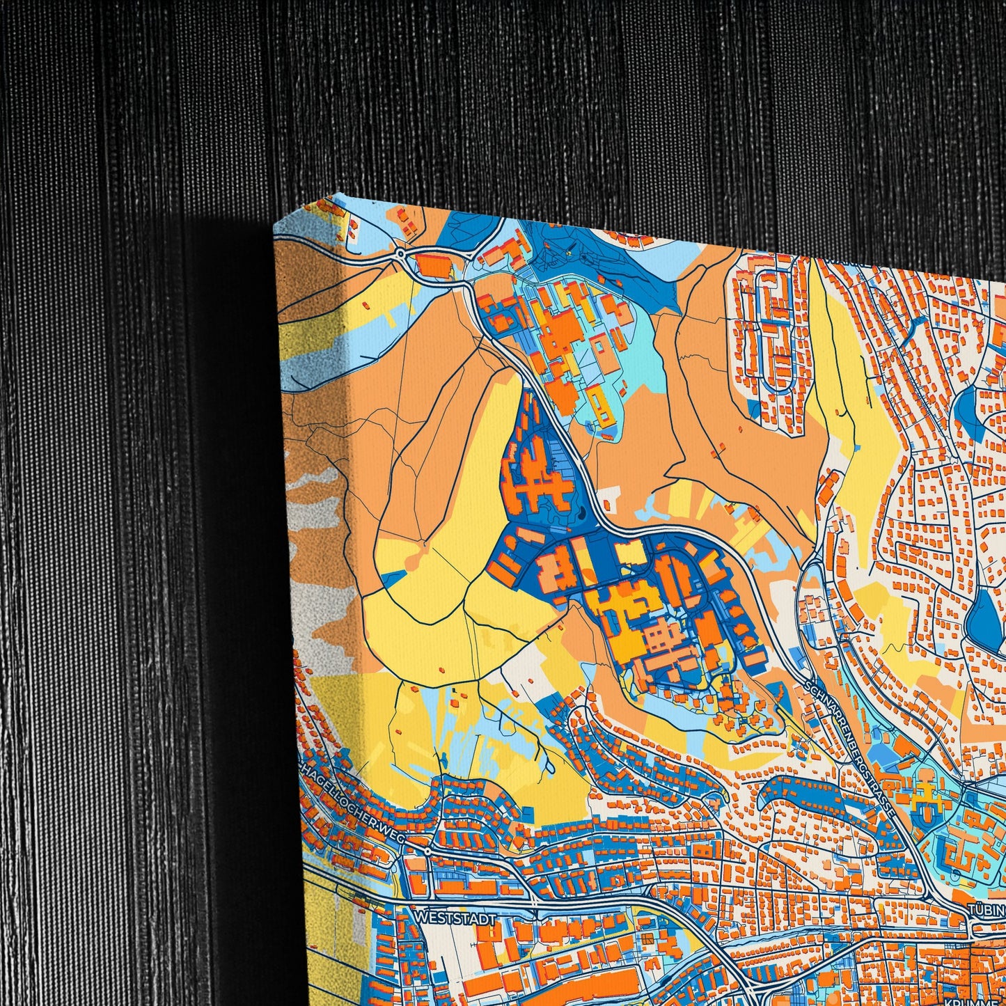 Tübingen Germany Colorful City Map Canvas Print Detail
