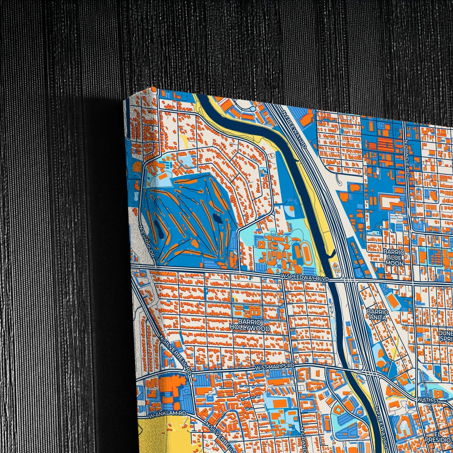 Tucson Arizona Colorful City Map Canvas Print Detail