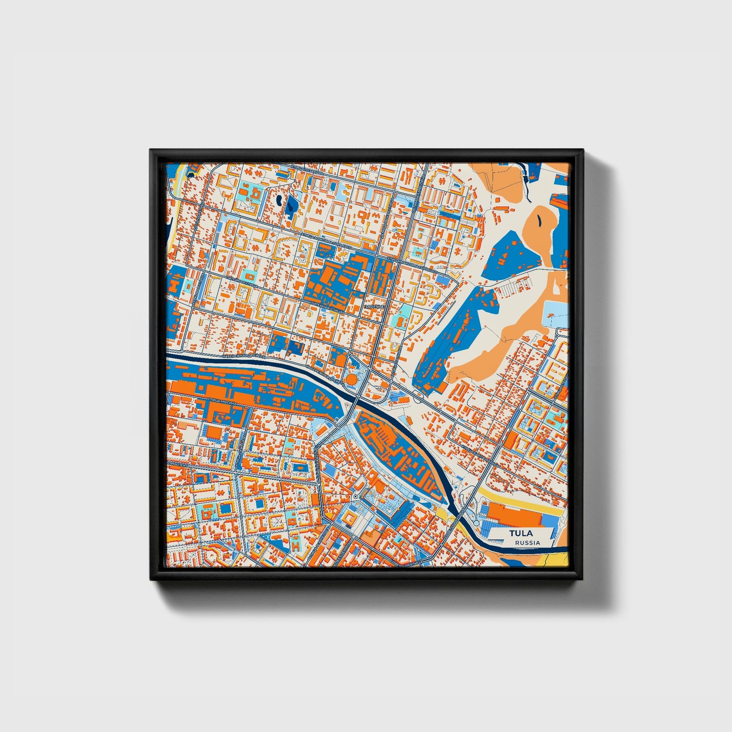 Тула Russia Colorful City Map Canvas Print • Black Framed