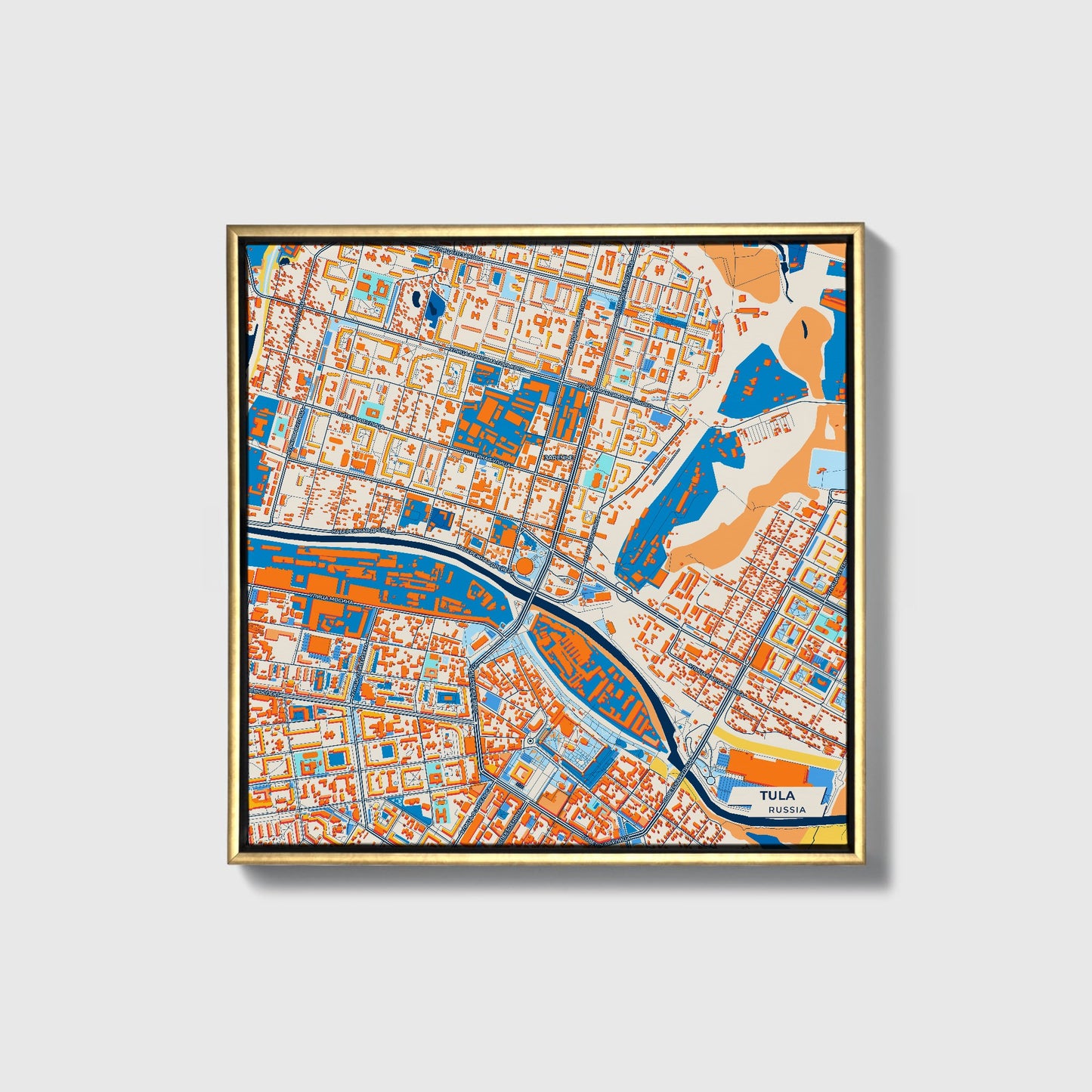 Тула Russia Colorful City Map Canvas Print • Gold Framed