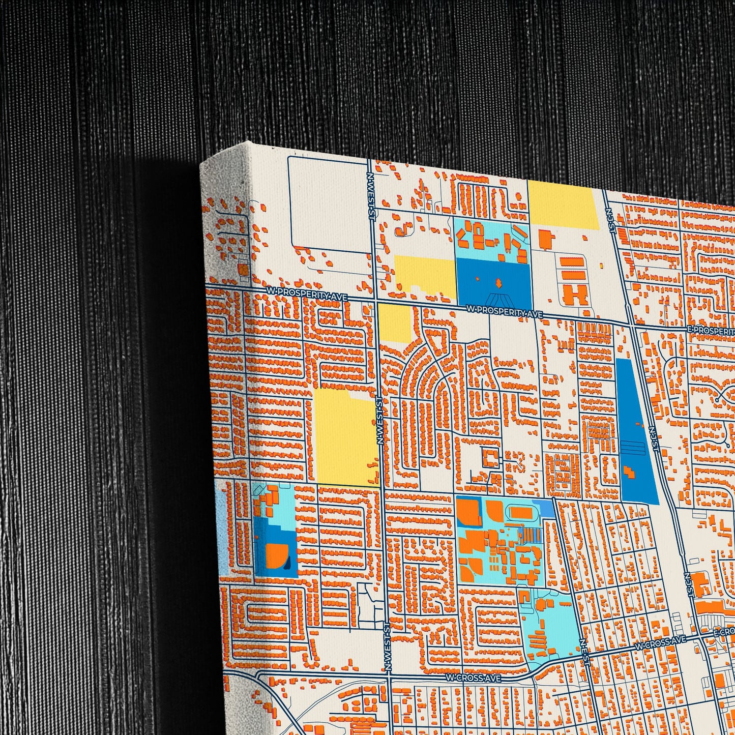 Tulare California Colorful City Map Canvas Print Detail