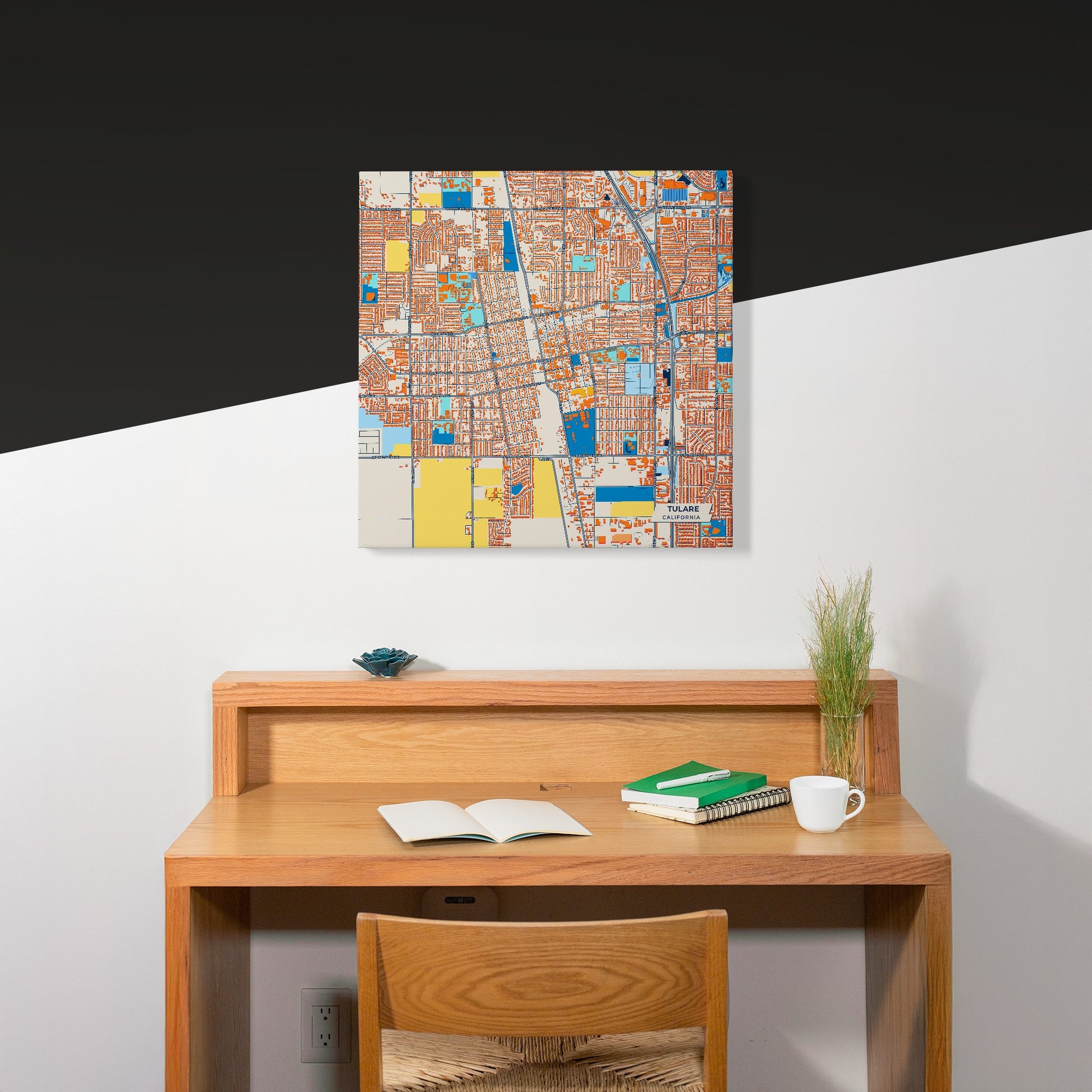 Tulare California Colorful City Map Canvas Print Scene