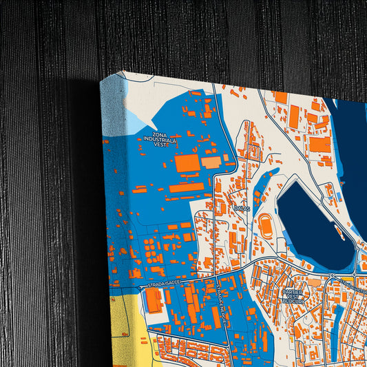 Tulcea Romania Colorful City Map Canvas Print Detail
