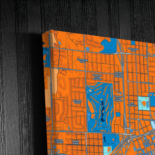 Tulsa Oklahoma Colorful City Map Canvas Print Detail