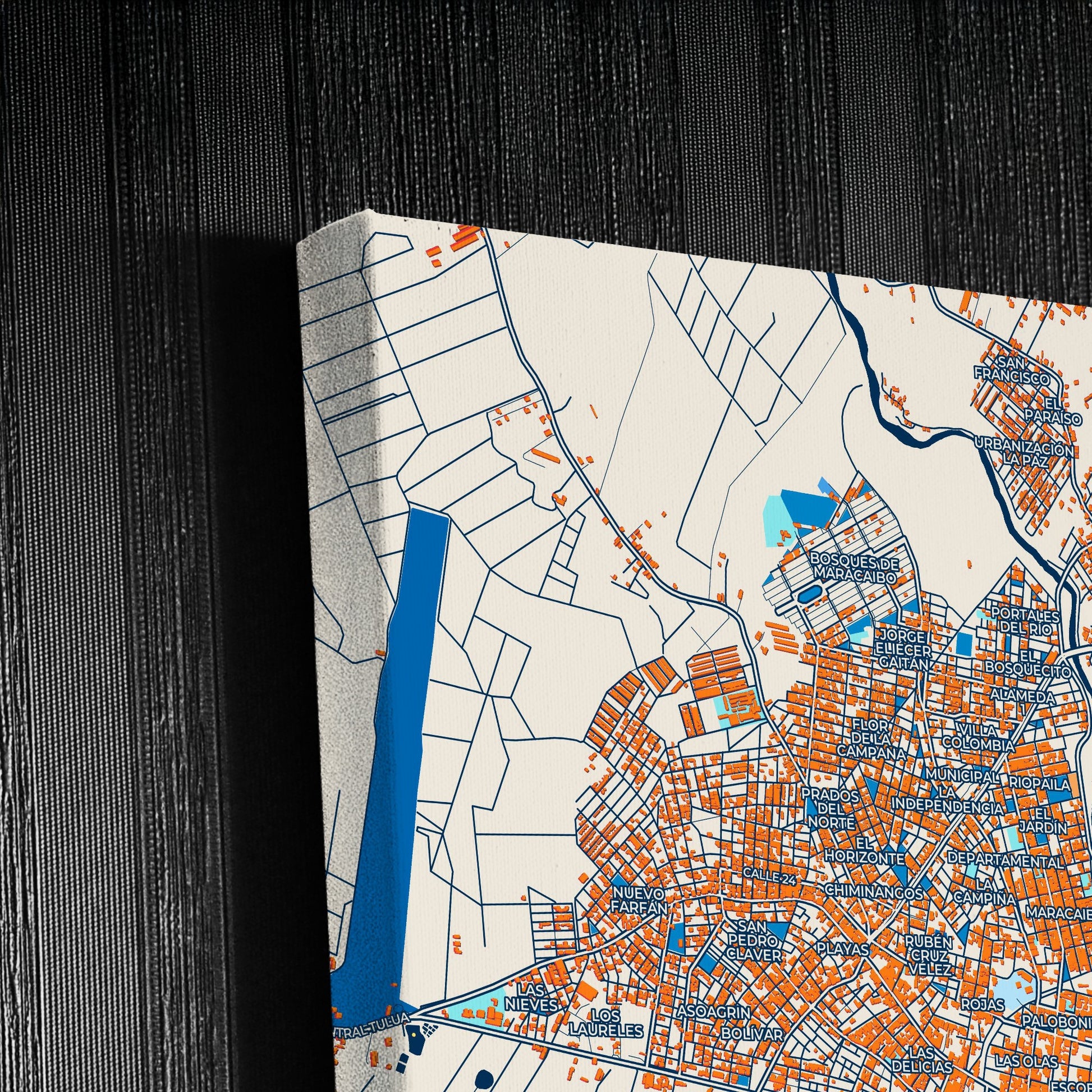 Tulua Colombia Colorful City Map Canvas Print Detail