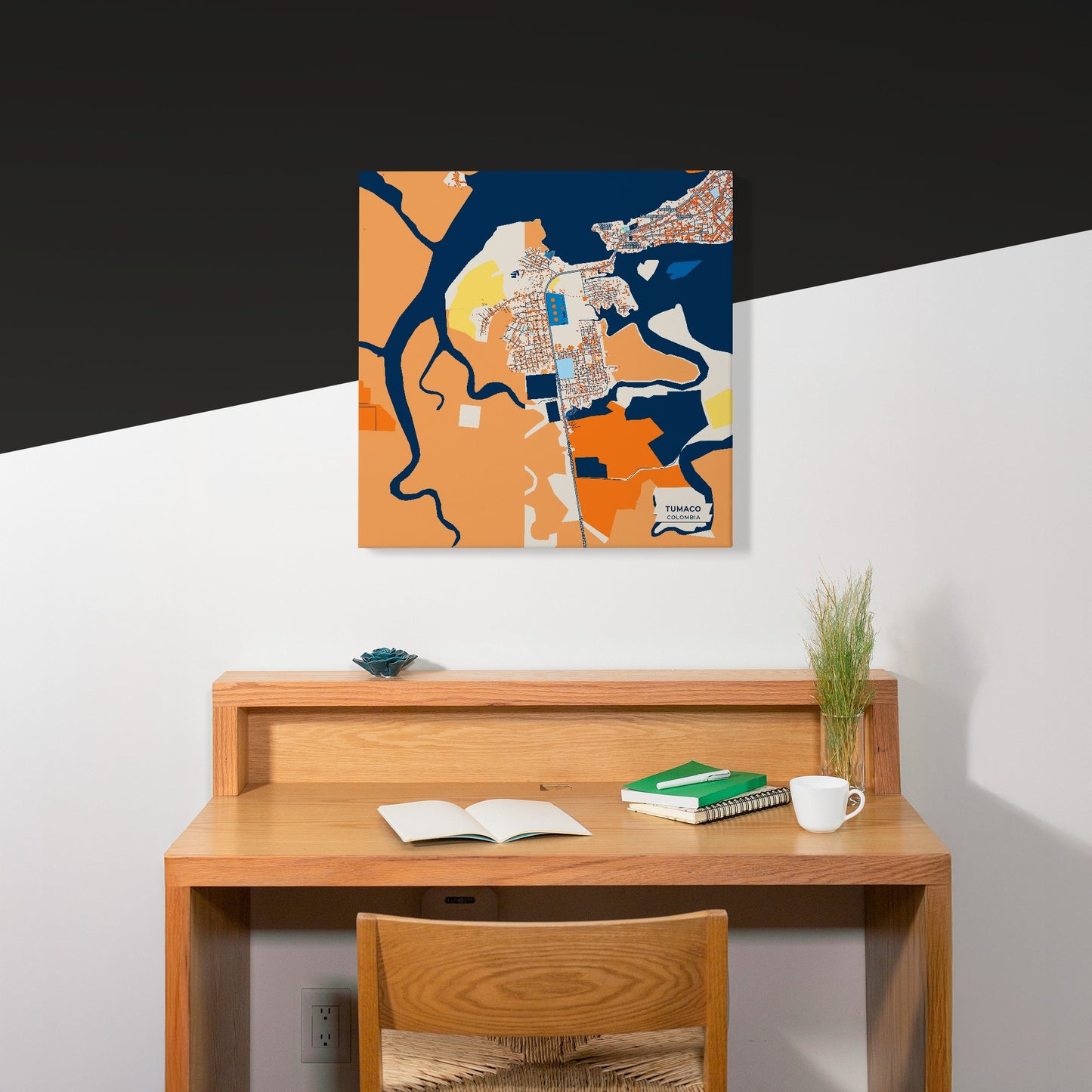 Tumaco Colombia Colorful City Map Canvas Print Scene