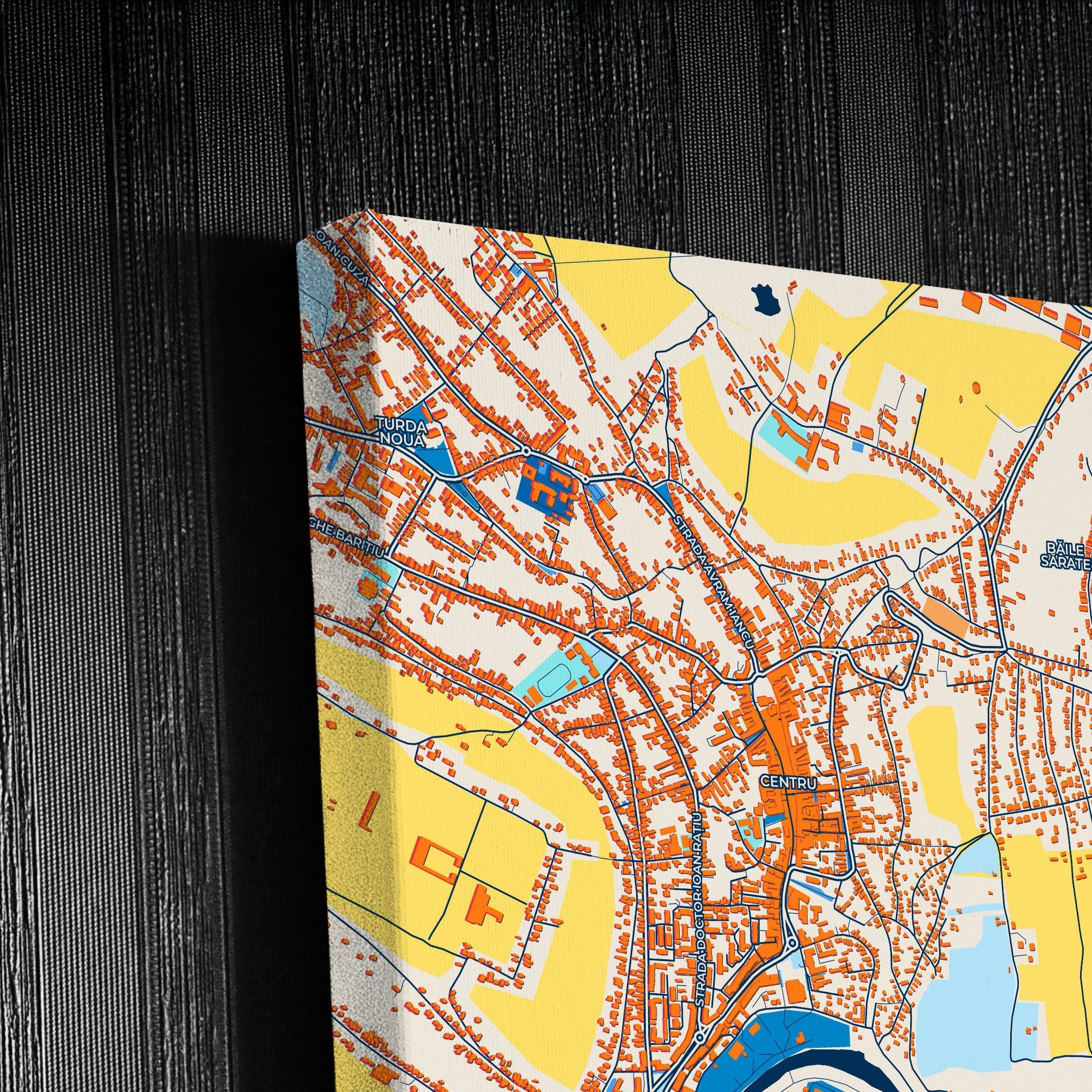 Turda Romania Colorful City Map Canvas Print Detail