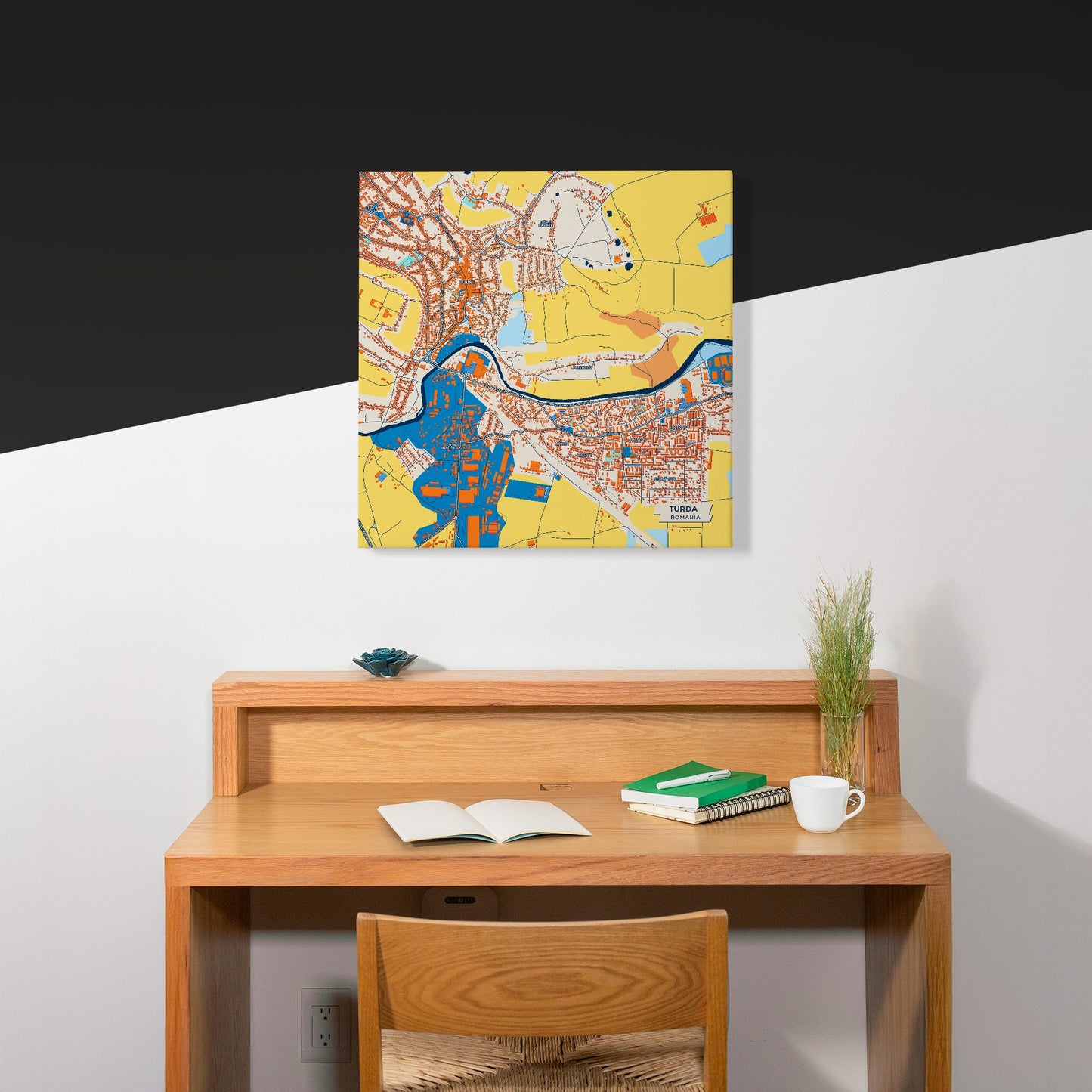 Turda Romania Colorful City Map Canvas Print Scene