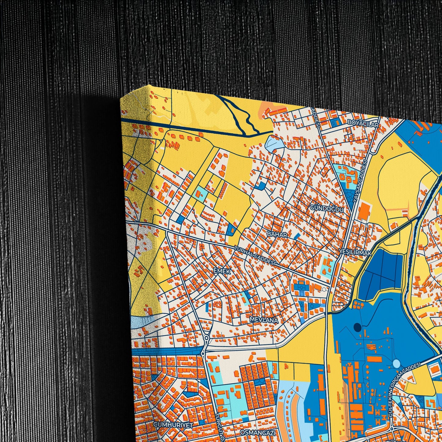 Turhal Turkey Colorful City Map Canvas Print Detail