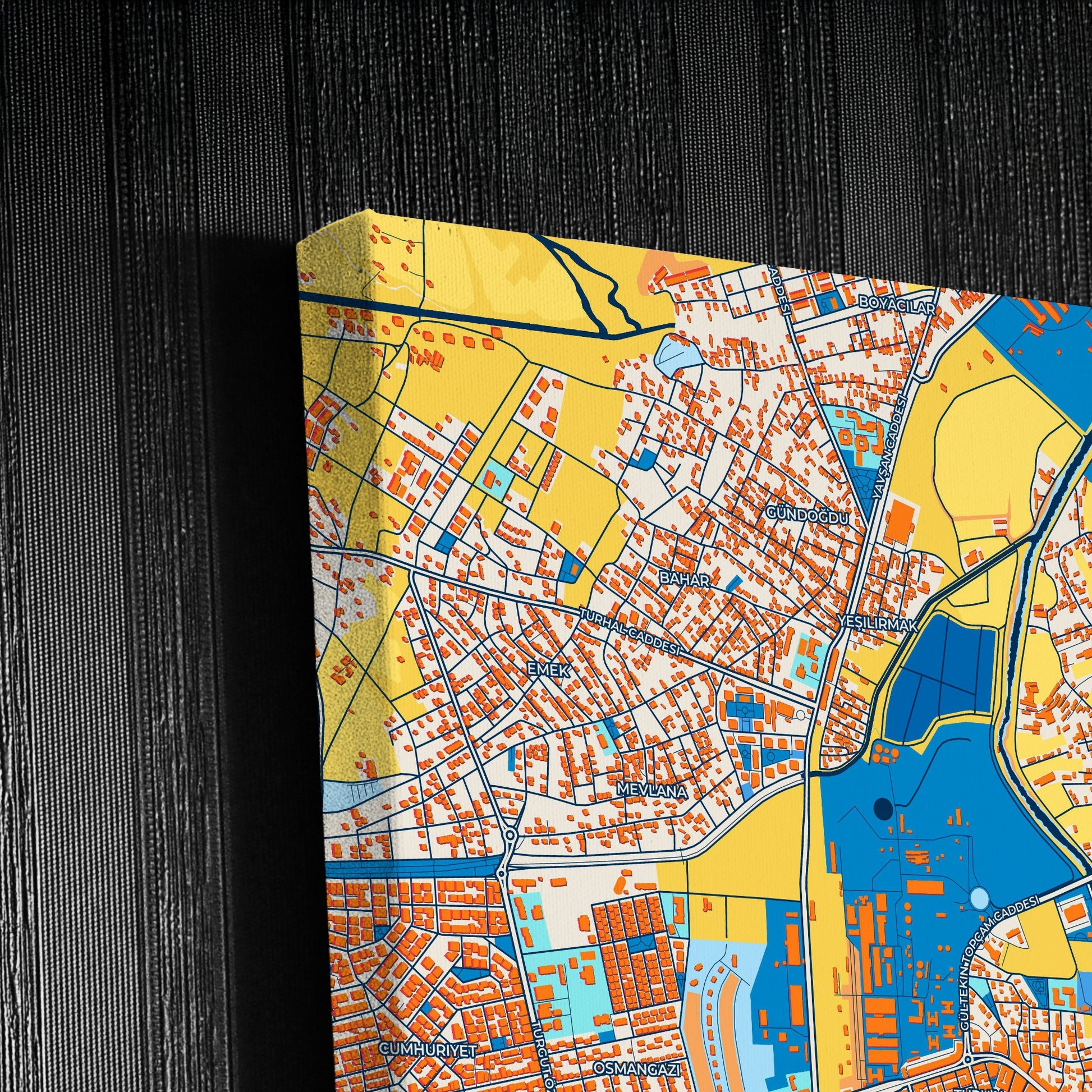 Turhal Turkey Colorful City Map Canvas Print Detail