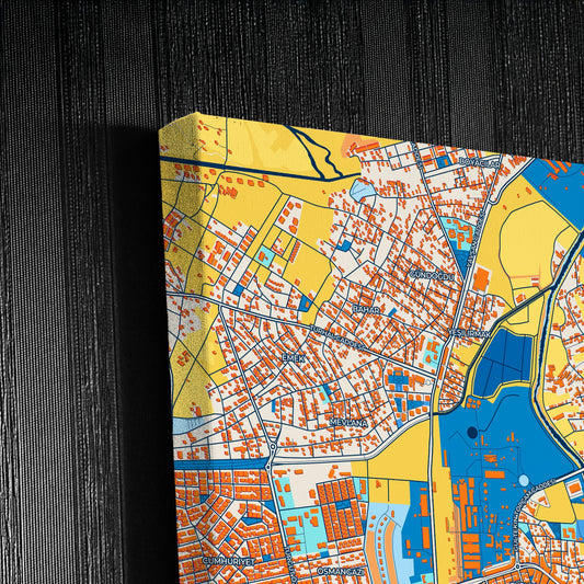 Turhal Turkey Colorful City Map Canvas Print Detail