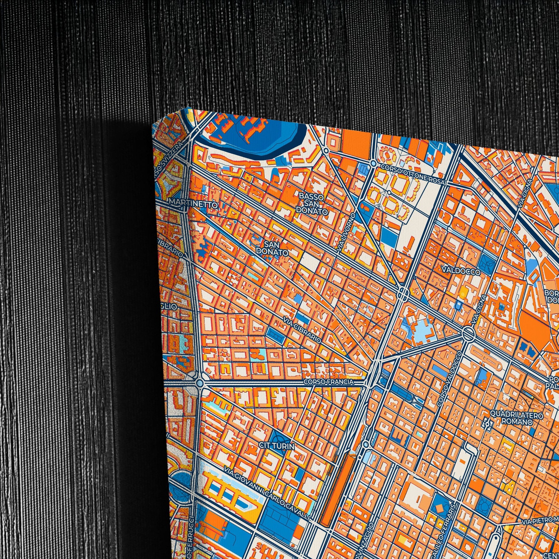 Torino  Italy Colorful City Map Canvas Print Detail