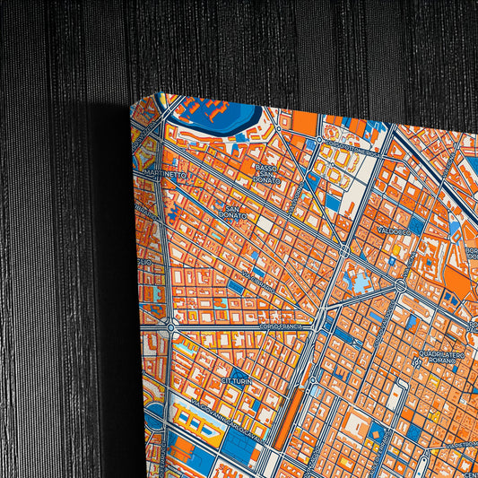 Torino  Italy Colorful City Map Canvas Print Detail