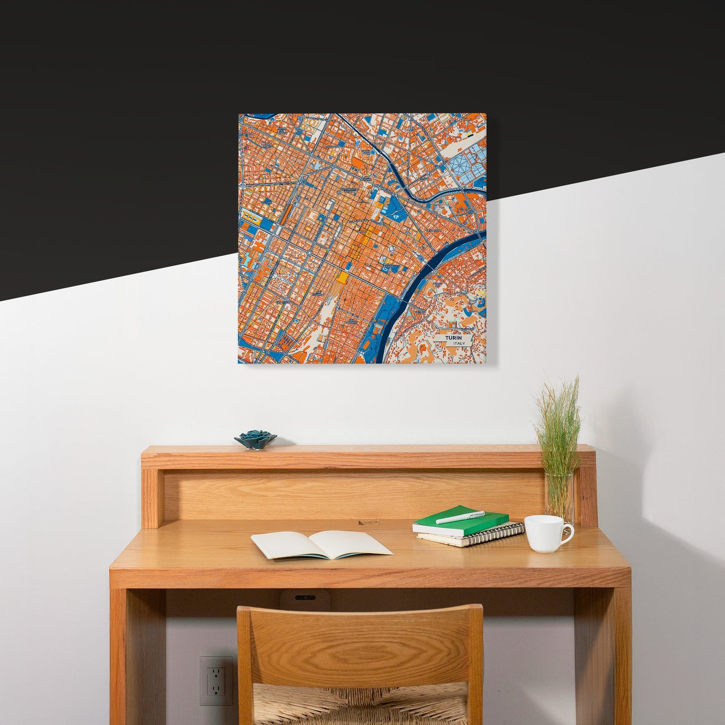 Torino  Italy Colorful City Map Canvas Print Scene