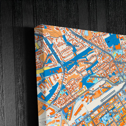 Turku Finland Colorful City Map Canvas Print Detail
