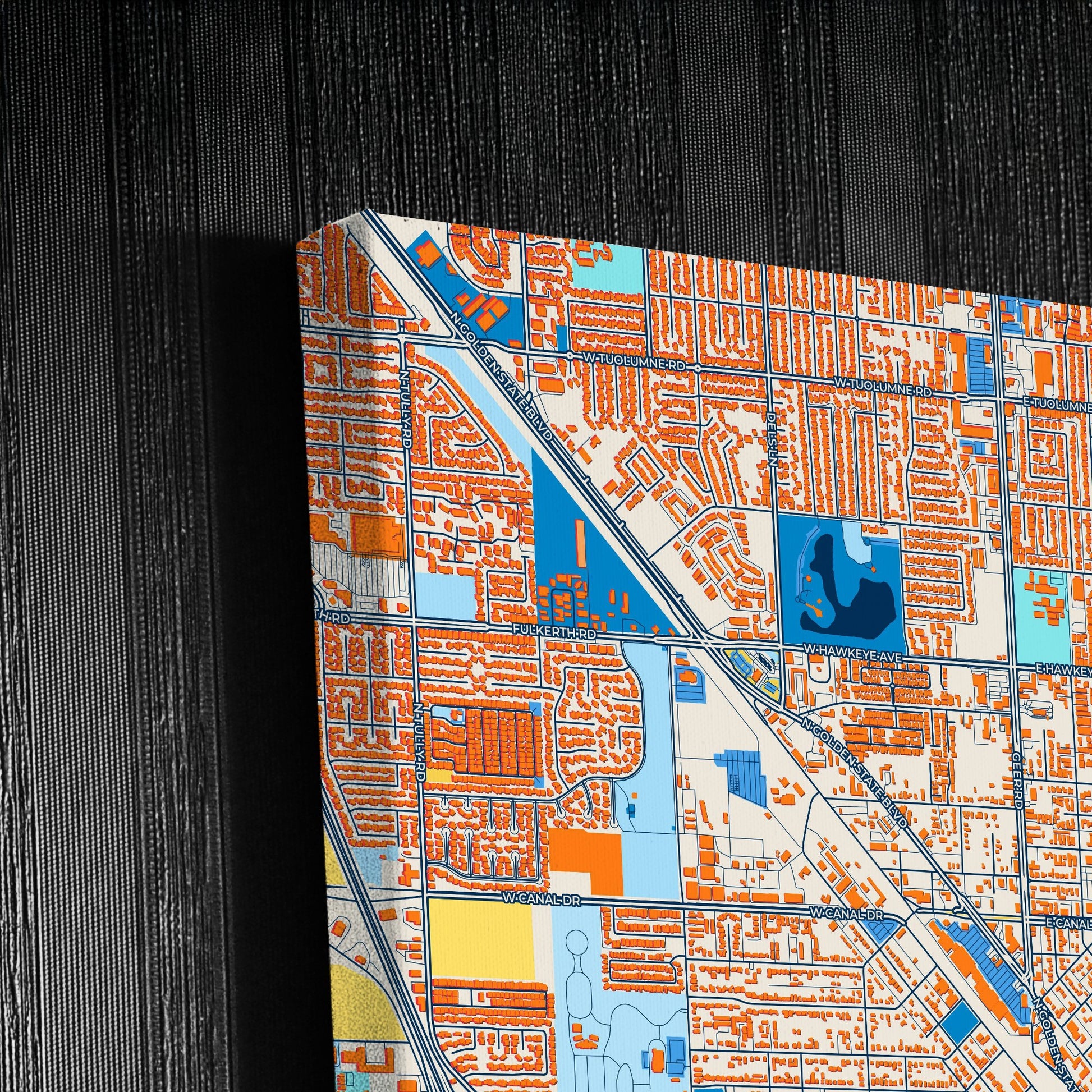 Turlock California Colorful City Map Canvas Print Detail