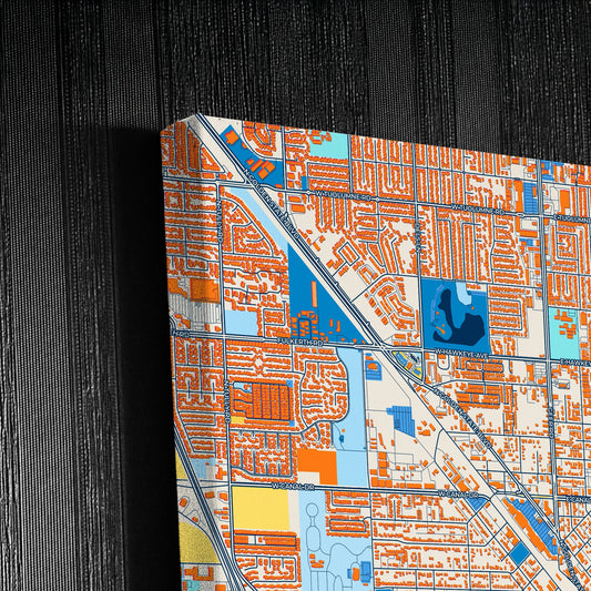 Turlock California Colorful City Map Canvas Print Detail