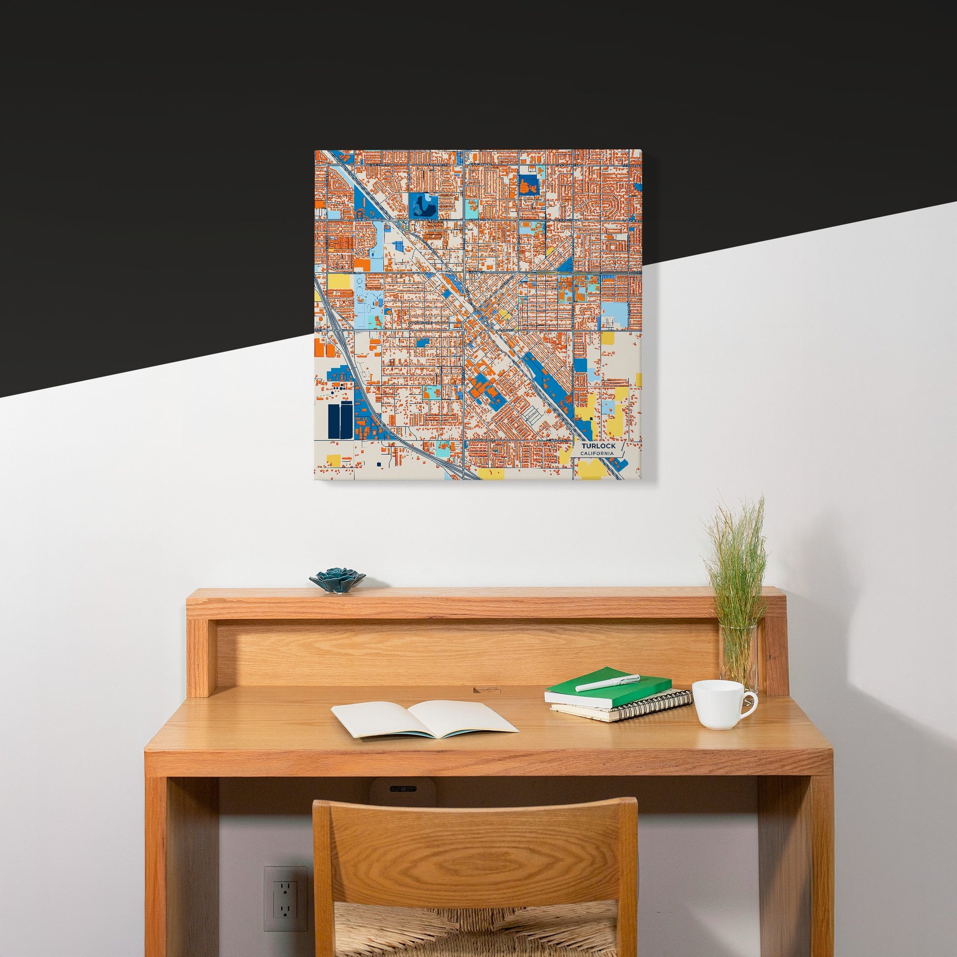 Turlock California Colorful City Map Canvas Print Scene