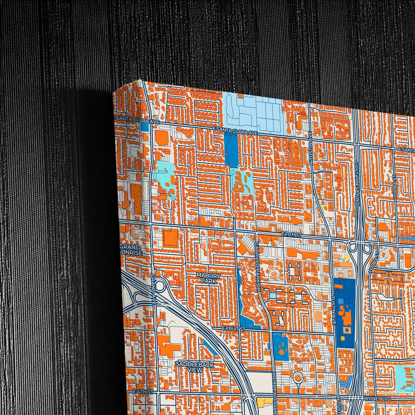 Tustin California Colorful City Map Canvas Print Detail