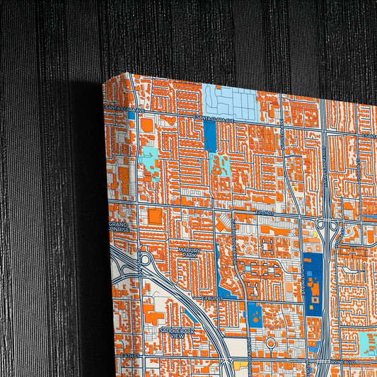 Tustin California Colorful City Map Canvas Print Detail