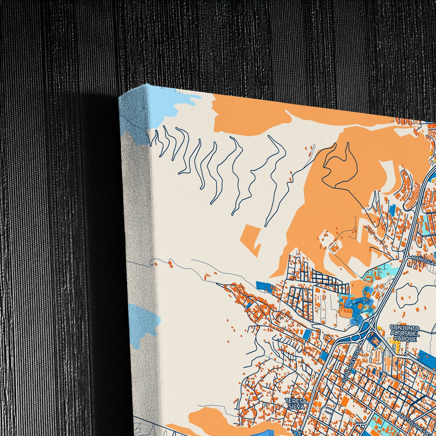 Tutamandahostel Ecuador Colorful City Map Canvas Print Detail
