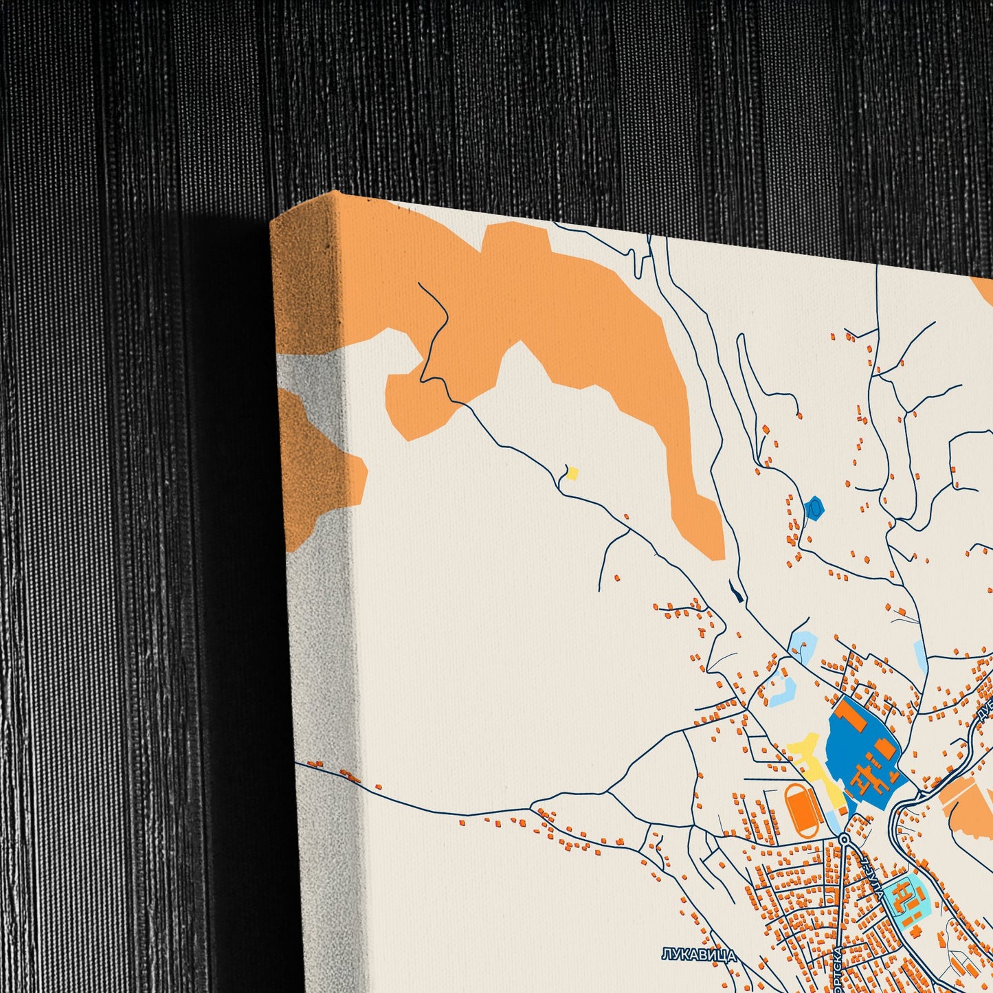 Тутин Serbia Colorful City Map Canvas Print Detail