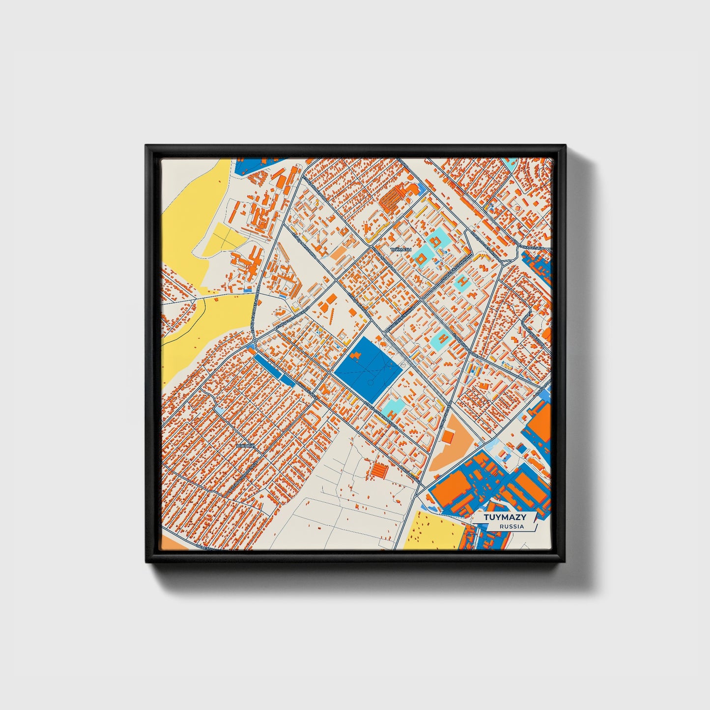 Туймазы Russia Colorful City Map Canvas Print • Black Framed