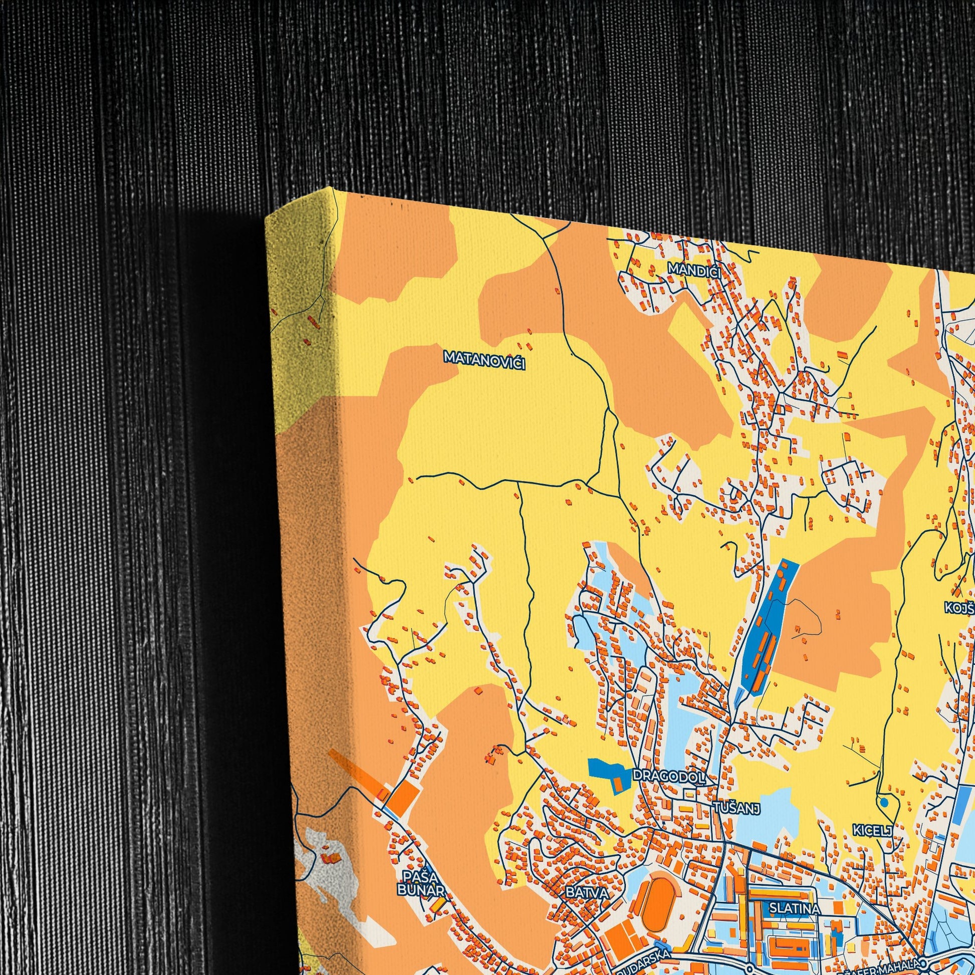 Tuzla Bosnia And Herzegovina Colorful City Map Canvas Print Detail
