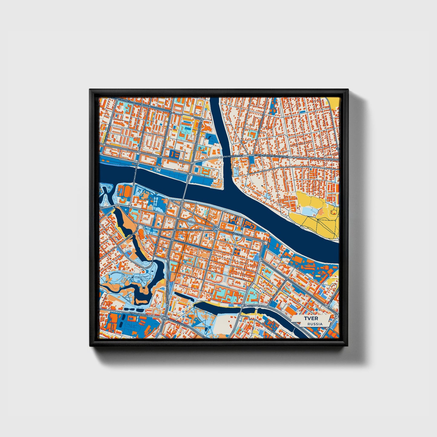 Тверь Russia Colorful City Map Canvas Print • Black Framed
