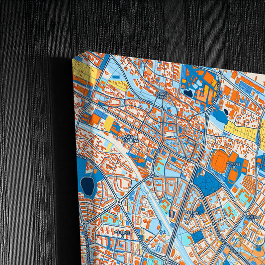 Tychy Poland Colorful City Map Canvas Print Detail