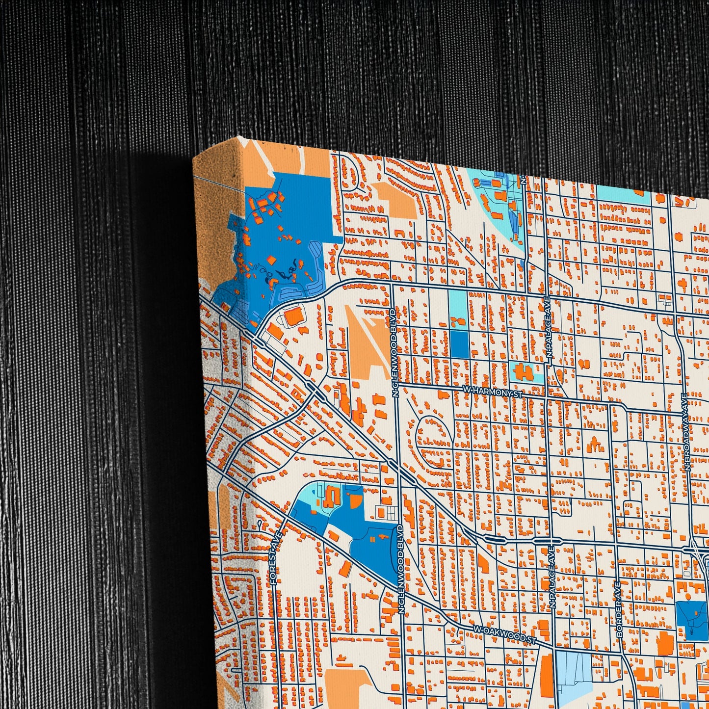 Tyler Texas Colorful City Map Canvas Print Detail