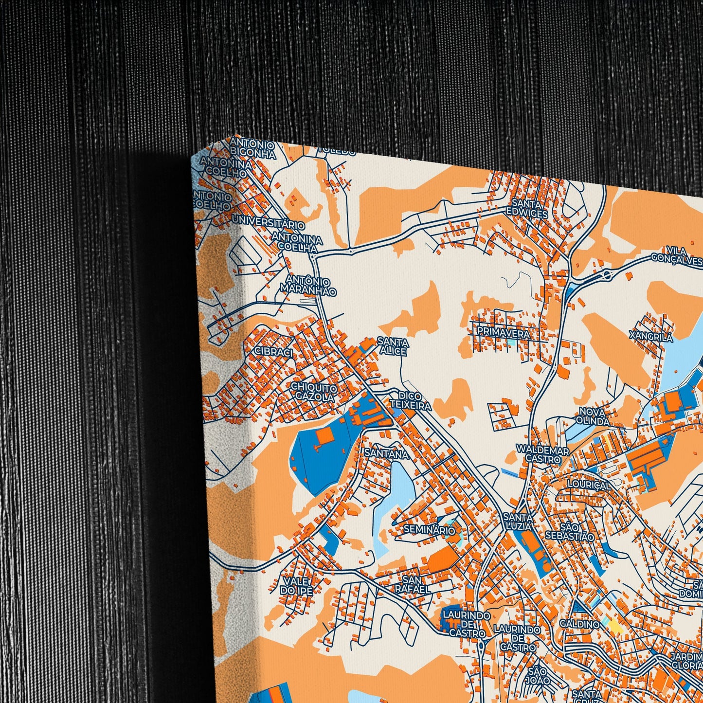 Uba Brazil Colorful City Map Canvas Print Detail