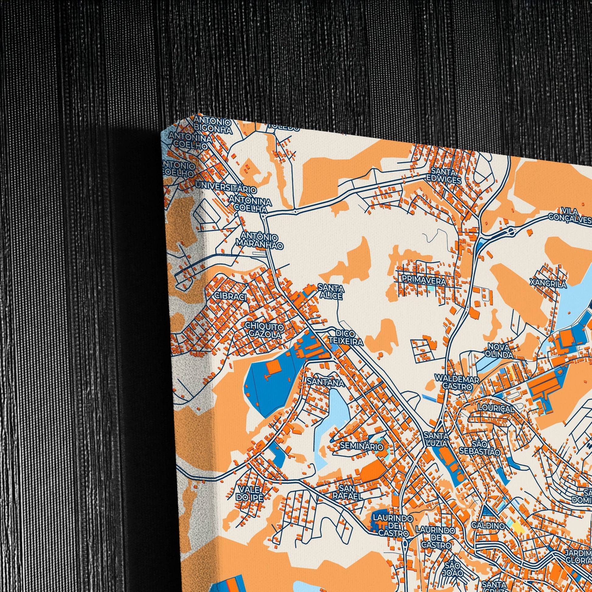 Uba Brazil Colorful City Map Canvas Print Detail