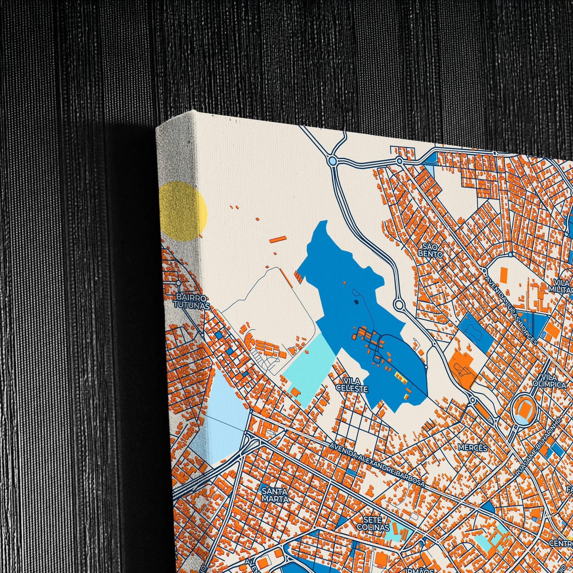 Uberaba Brazil Colorful City Map Canvas Print Detail