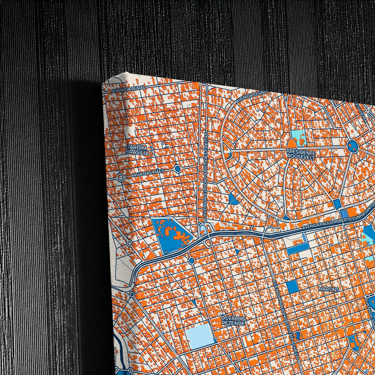 Uberlandia Brazil Colorful City Map Canvas Print Detail