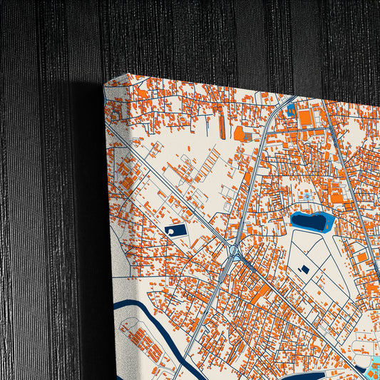 Ubon Ratchathani Thailand Colorful City Map Canvas Print Detail