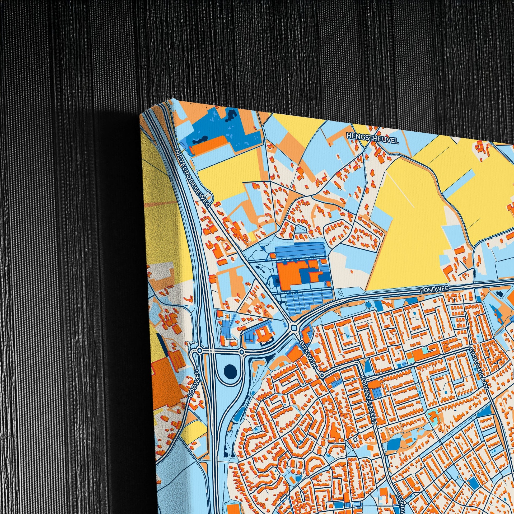 Uden Netherlands Colorful City Map Canvas Print Detail