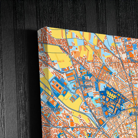 Udine Italy Colorful City Map Canvas Print Detail