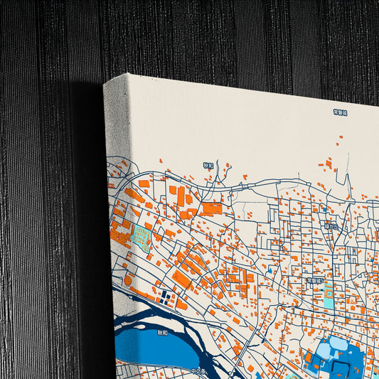 Ueda Japan Colorful City Map Canvas Print Detail
