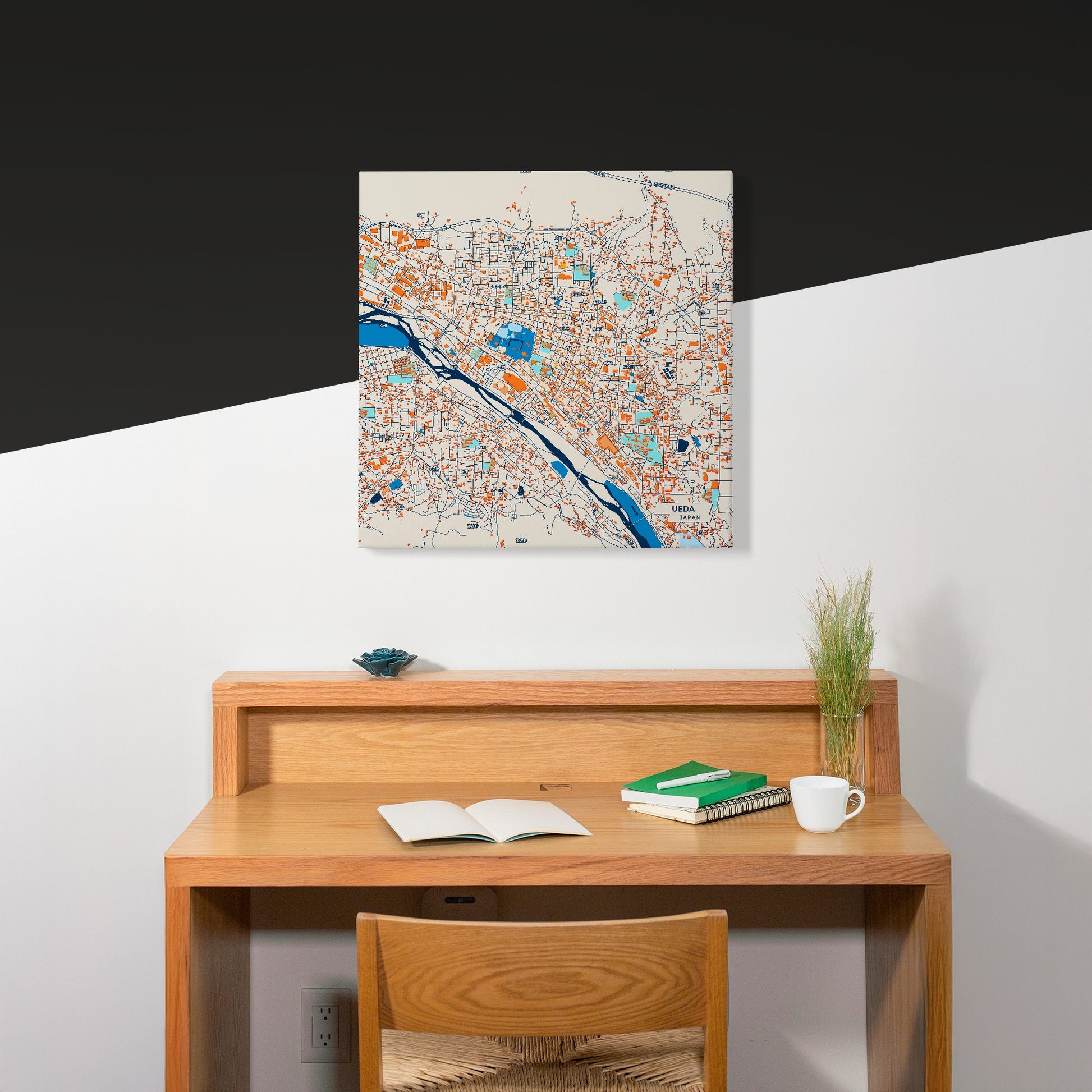 Ueda Japan Colorful City Map Canvas Print Scene