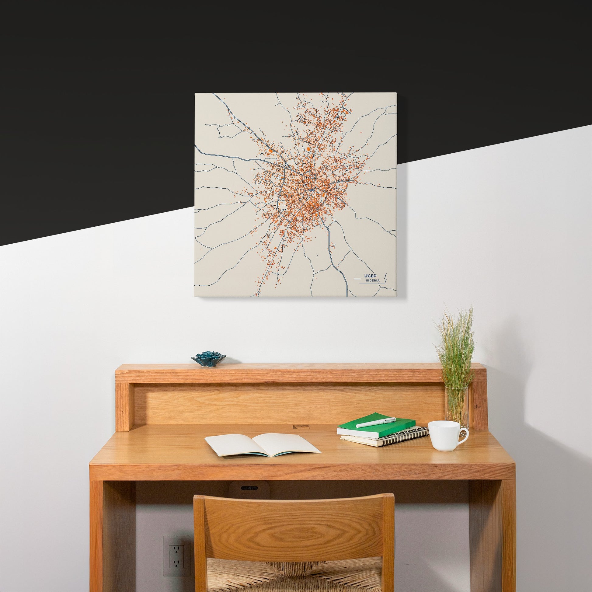 Ugep Nigeria Colorful City Map Canvas Print Scene