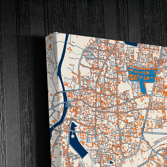 Ujjain India Colorful City Map Canvas Print Detail