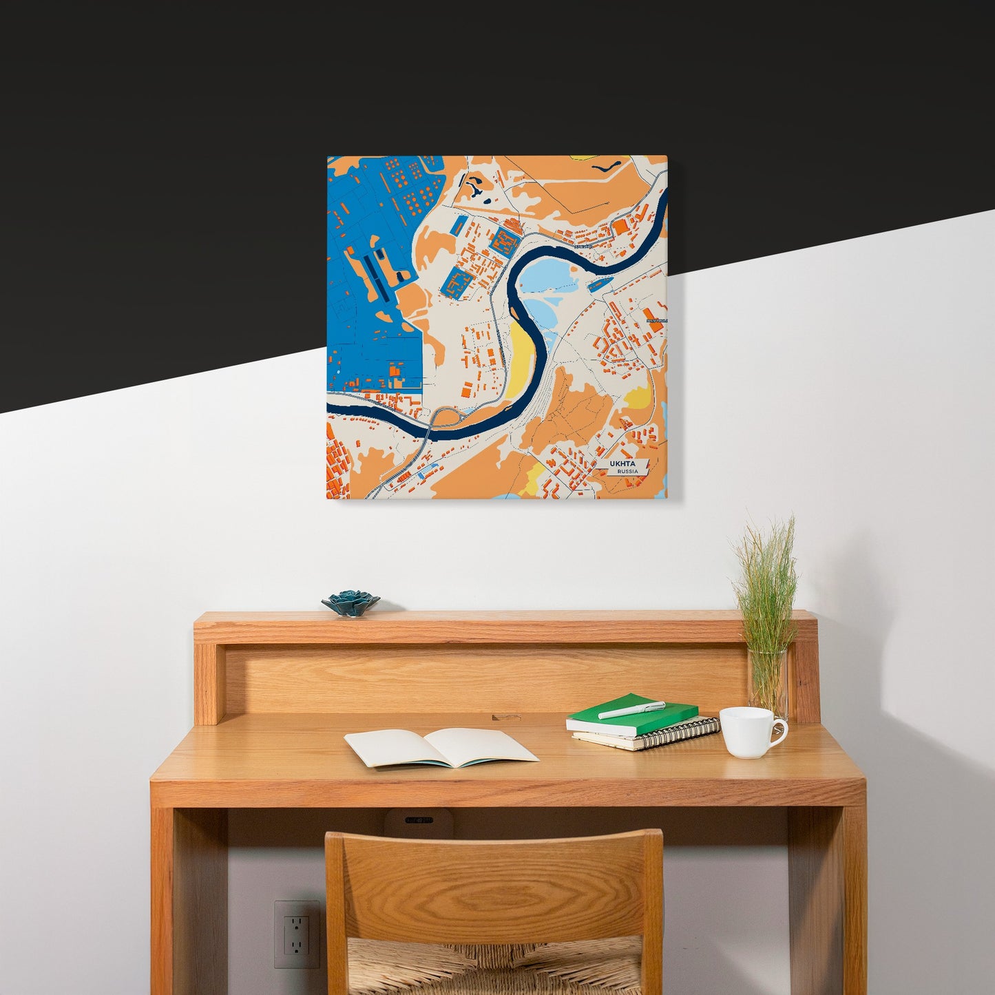 Ухта Russia Colorful City Map Canvas Print Scene