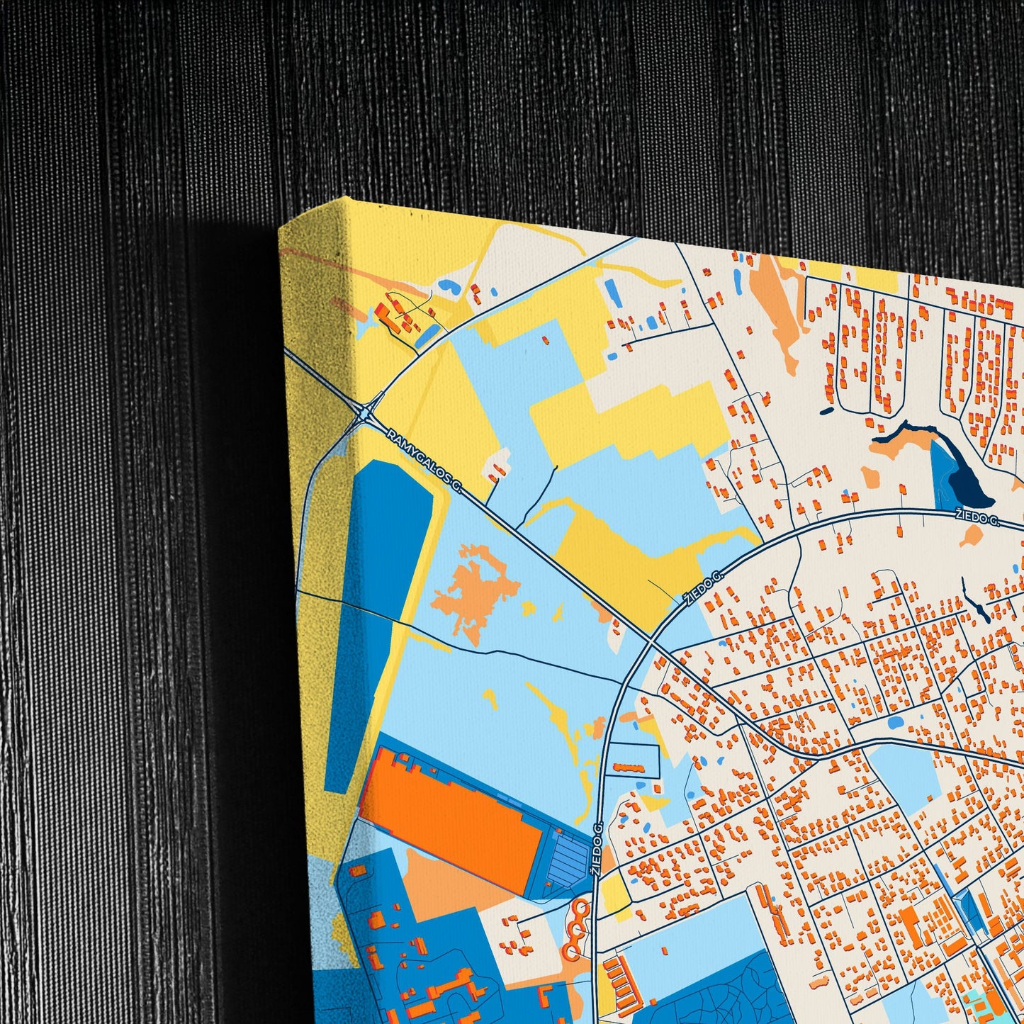 Ukmergė Lithuania Colorful City Map Canvas Print Detail