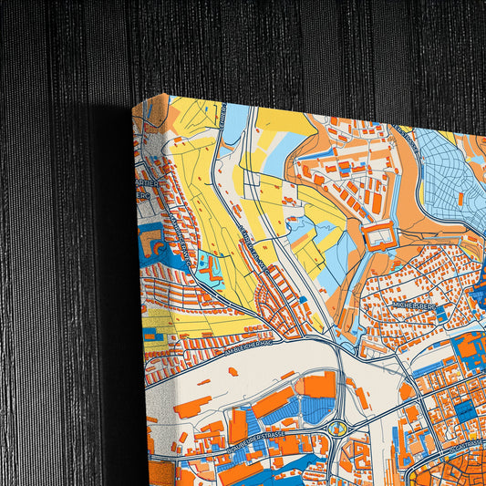 Ulm Germany Colorful City Map Canvas Print Detail